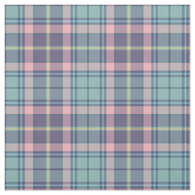 Soft Spring Colours Aqua, Purple, Pink Plaid Fabric (Swatch)