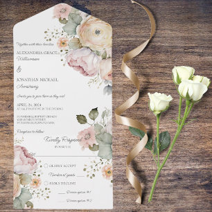 Soft Spring Colours Floral All In One Invitation