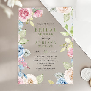 Soft Spring Floral Bridal Shower Acrylic Invitations