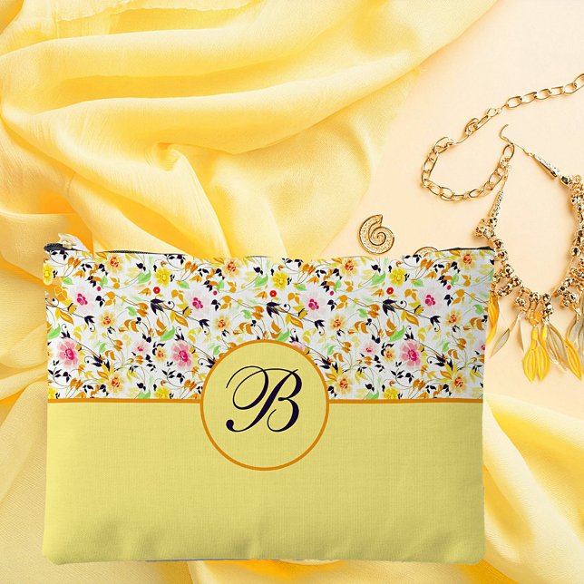 Soft spring floral monogram accessory pouch (Creator Uploaded)