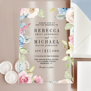 Soft Spring Floral Wedding Acrylic Invitations