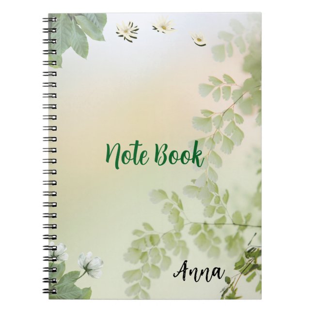 Soft Spring Leaves & Floral Pastel Background Notebook (Front)