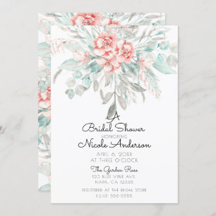 Soft Spring Summer Floral Greenery Bridal Shower Invitation
