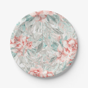 Soft Spring Summer Floral Greenery Elegant Wedding Paper Plate