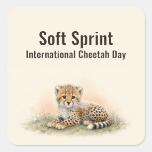 Soft Sprint International Cheetah Day Square Sticker
