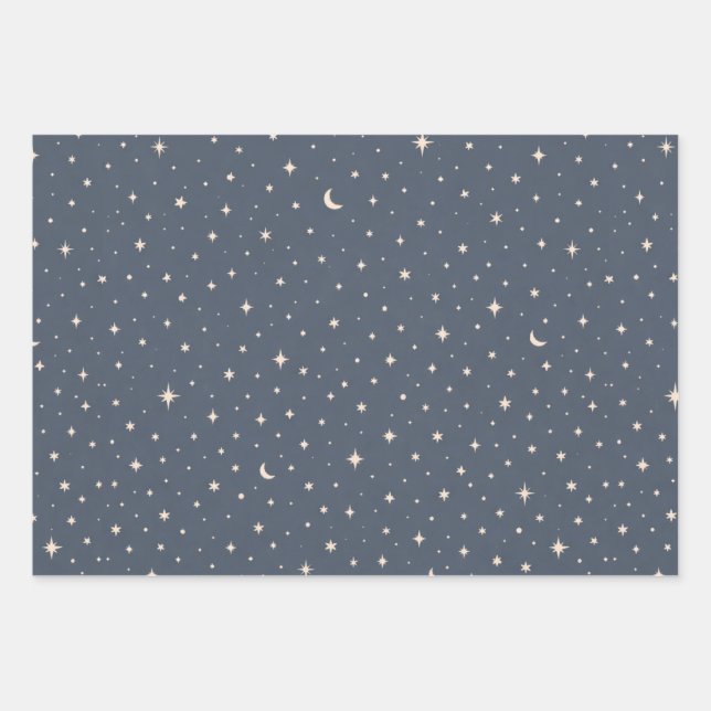 Soft Star Pattern Aesthetic Wrapping Paper Sheet (Front)