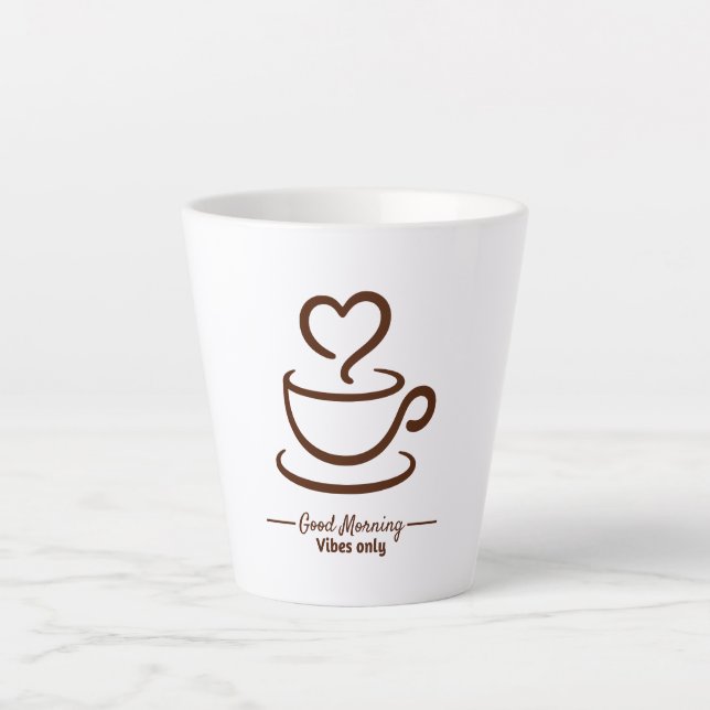 Soft Start Latte Coffee Mug – Minimalist Heart Cup (Front)