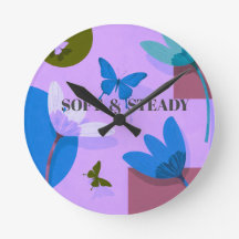 Soft & Steady Floral Butterfly Wall Clock