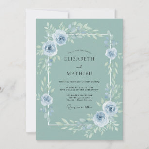 Soft Steel Blossom Wedding Invitation
