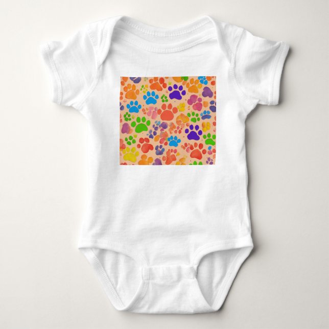 Soft Steps, Happy Paws baby bodysuit (Front)