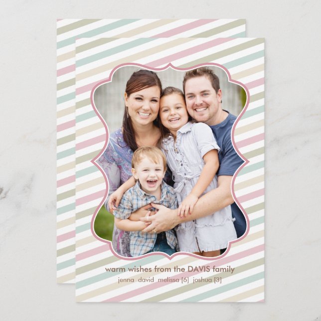 Soft Stripes Holiday Photo Card (Front/Back)