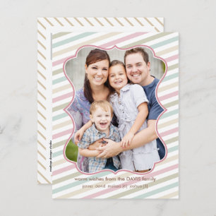 Soft Stripes Holiday Photo Postcard