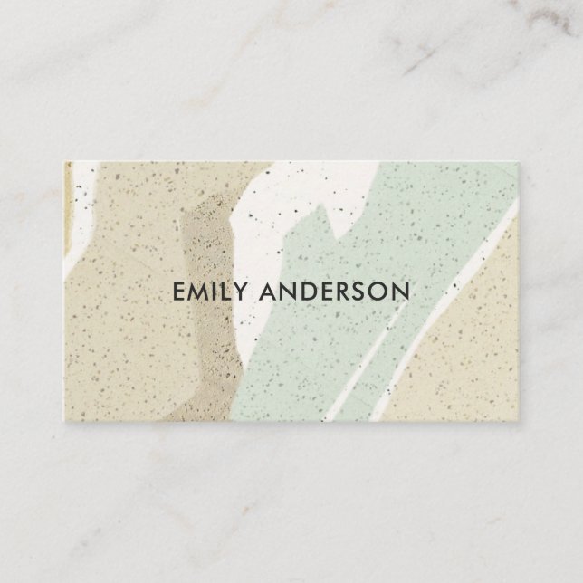 SOFT SUBTLE AQUA GREY MODERN ABSTRACT ART WAVES BUSINESS CARD (Front)