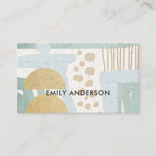 SOFT SUBTLE AQUA MODERN ABSTRACT GEOMETRIC ART BUSINESS CARD