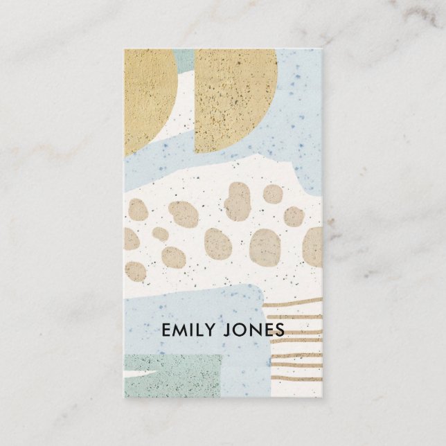 SOFT SUBTLE AQUA MODERN ABSTRACT GEOMETRIC ART BUSINESS CARD (Front)