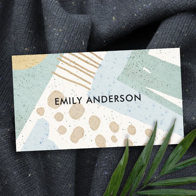 SOFT SUBTLE AQUA MODERN ABSTRACT GEOMETRIC ART BUSINESS CARD (Creator Uploaded)
