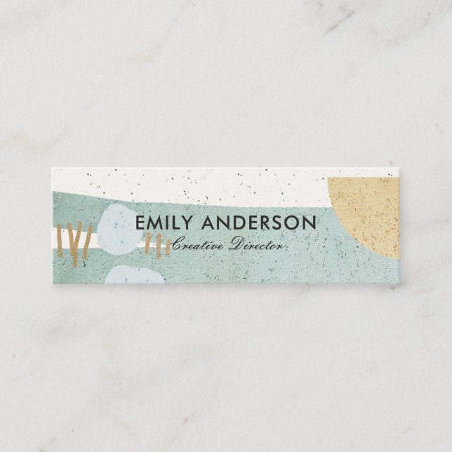 SOFT SUBTLE AQUA MODERN ABSTRACT GEOMETRIC ART MINI BUSINESS CARD (Front)