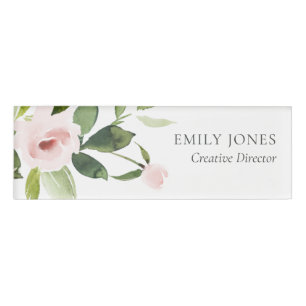 SOFT SUBTLE COLOR WASH BLUSH PINK FLORAL BUNCH NAME TAG