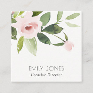 SOFT SUBTLE COLOR WASH BLUSH PINK FLORAL BUNCH SQUARE BUSINESS CARD