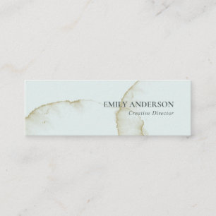 SOFT SUBTLE PASTEL AQUA BLUE GOLD ABSTRACT ORGANIC MINI BUSINESS CARD
