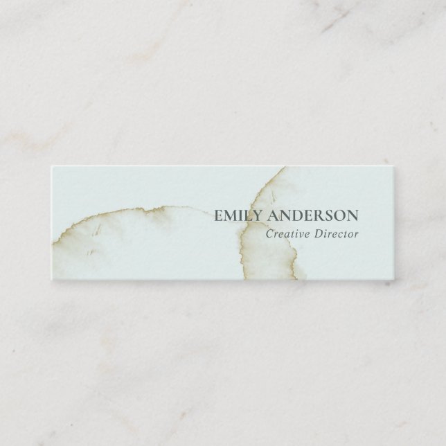 SOFT SUBTLE PASTEL AQUA BLUE GOLD ABSTRACT ORGANIC MINI BUSINESS CARD (Front)