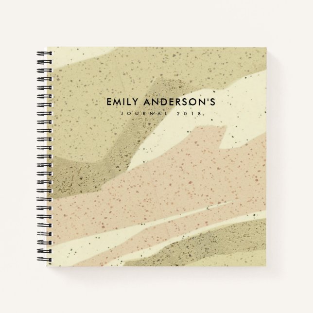 SOFT SUBTLE PINK GREY MODERN ABSTRACT ART WAVES NOTEBOOK (Front)