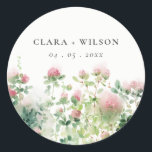 Soft Subtle Pink Watercolor Floral Garden Wedding Classic Round Sticker<br><div class="desc">Soft Subtle Pink Watercolor Floral Garden Theme Collection.- it's an elegant script watercolor Illustration of soft watercolor pink blush florals perfect for your summer spring and country wedding & parties. It’s very easy to customise, with your personal details. If you need any other matching product or customisation, kindly message via...</div>
