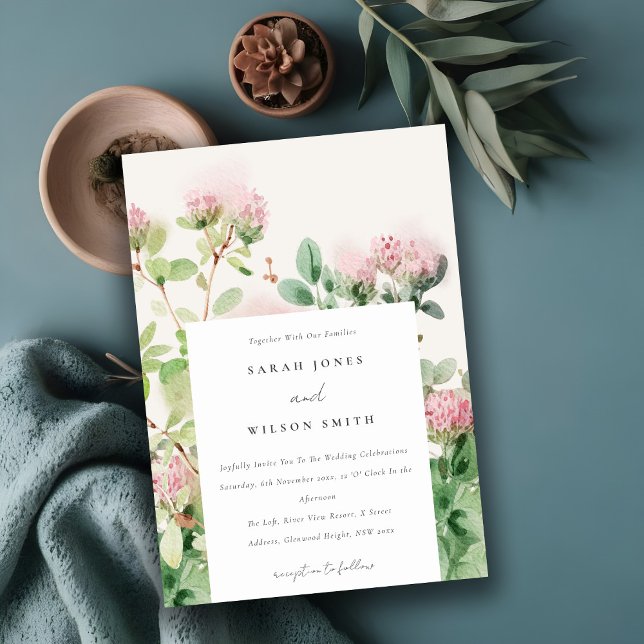 Soft Subtle Pink Watercolor Floral Garden Wedding Invitation (Creator Uploaded)