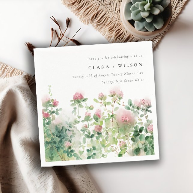 Soft Subtle Pink Watercolor Floral Garden Wedding Napkin (Creator Uploaded)