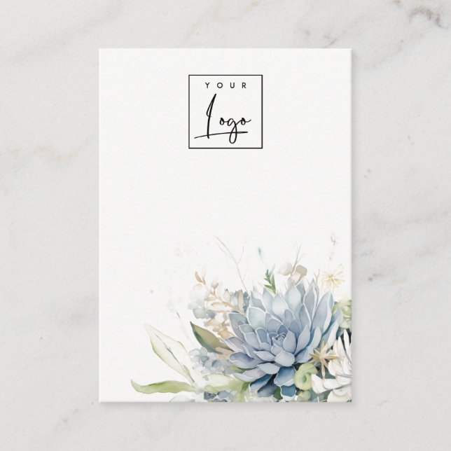 Soft Succulent Floral Logo Blank Jewellery Display Business Card (Front)