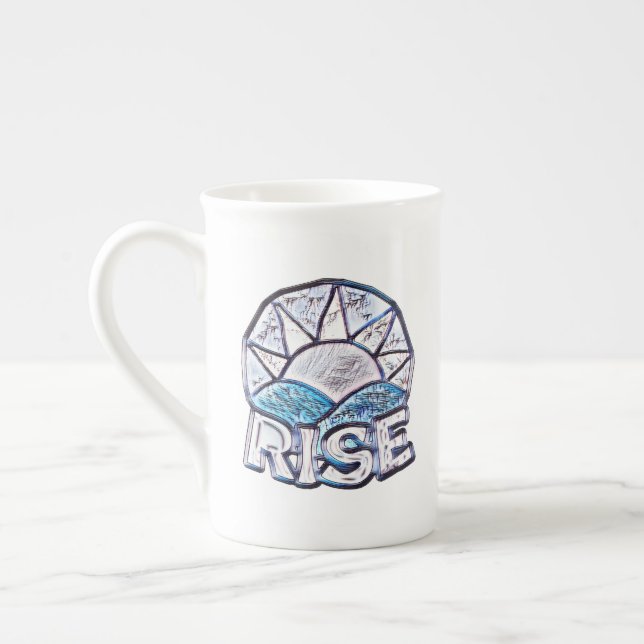Soft Sun Rise ~ Uplifting Message Graphic Bone China Mug (Left)