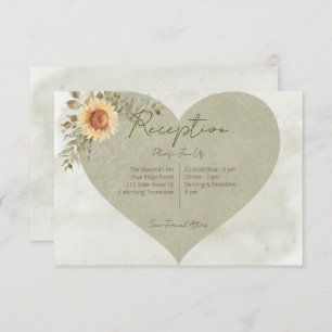 Soft Sunflowers Boho Heart Wedding Reception Enclosure Card