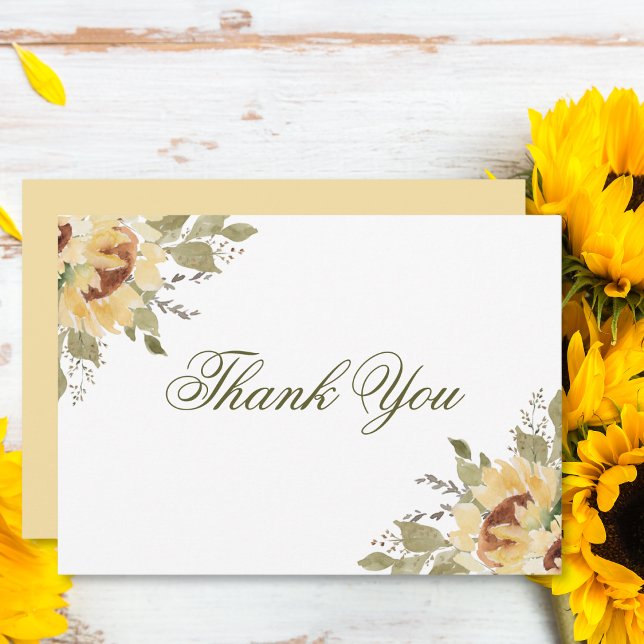 Soft Sunflowers Wedding Thank You Card (Creator Uploaded)