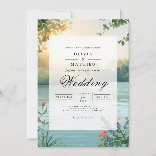 Soft Sunlight Botanical Romance Wedding Invitation (Front)
