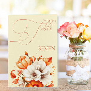 Soft Sunset Hues Floral Table Number Pedestal Sign
