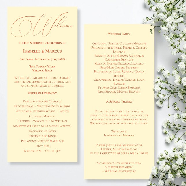 Soft Sunset Hues Wedding Program Programme (Soft Sunset Hues Wedding Program)