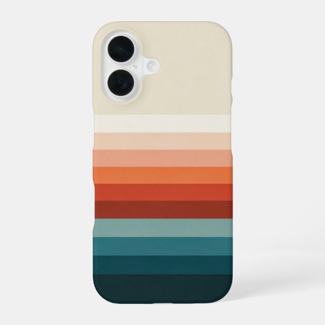 Soft Sunset Retro Lines iPhone 16 Case (Back)