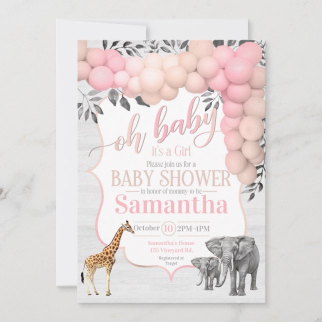 Soft & Sweet Zoo Animal Baby Shower Invitation  (Front)