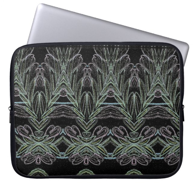 Soft Swirls Black  Laptop Sleeve (Front)
