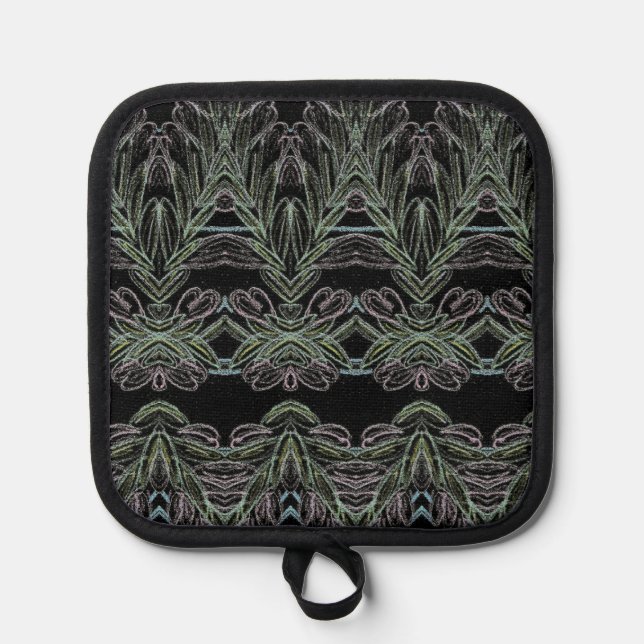 Soft Swirls Black  Pot Holder (Front)