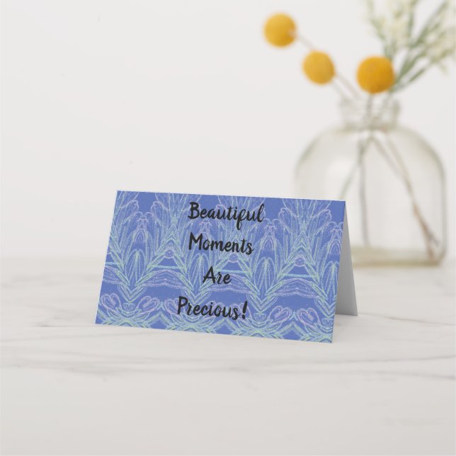 Soft Swirls Blue Beautiful Moments    Place Card (Front)