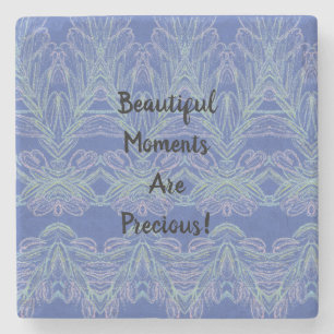 Soft Swirls Blue Beautiful Moments Stone Coaster