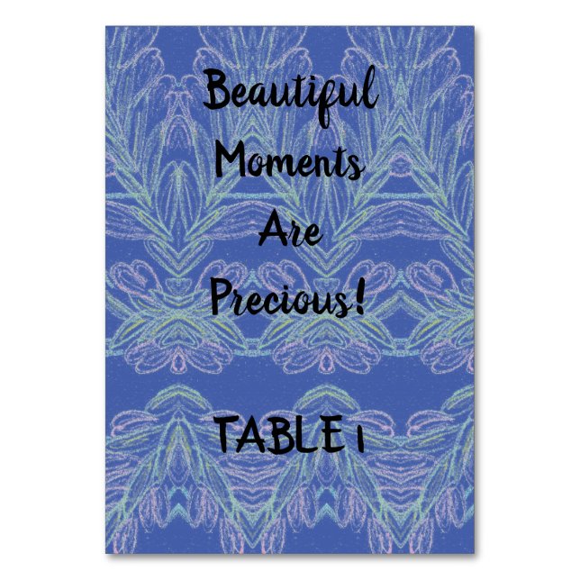 Soft Swirls Blue Beautiful Moments    Table Number (Front)