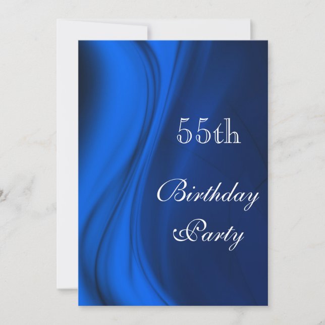 Soft Swirls Of Blue 55th Birthday Invitation (Front)