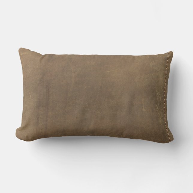 Soft Tan Leather Lumbar Cushion (Front)