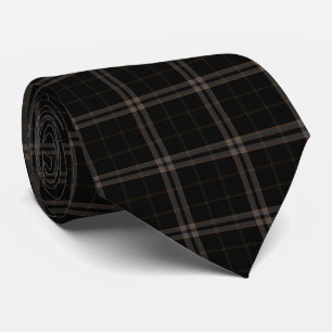 Soft Tan Red Black Tartan Plaid Tie