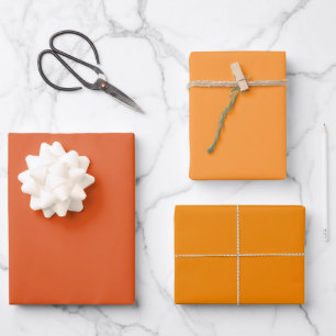 Soft Tangerine Saffron Flame Orange Shades 3 Tones Wrapping Paper Sheet