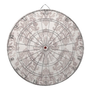 Soft Taupe Damask Watercolor Classic Floral Dartboard