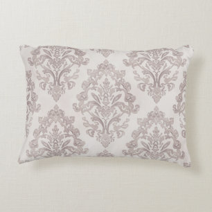 Soft Taupe Damask Watercolor Classic Floral Decorative Cushion