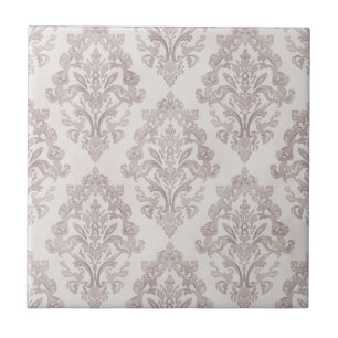 Soft Taupe Damask Watercolor Classic Floral Tile